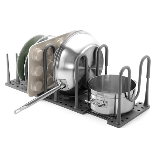 Peggy Kitchen Drawer Cupboard Organizer Tray - Adjustable Storage System For Food Containers, Cookware, Serveware, Utensils and More, Large, Grey - color: Grey, size: Large