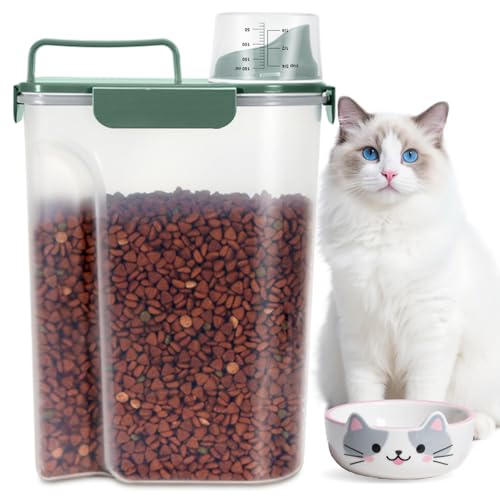 TBMax Cat Dog Food Storage Container 5 to 7 lbs, Secondary Pet Food Storage Container Beyond a Large Dog Food Bin for Daily Use, Easy-Pouring Bird Seed Dispenser, Travel Kibble Holder -Bottle Green - color: Bottle Green, size: 6 Qt