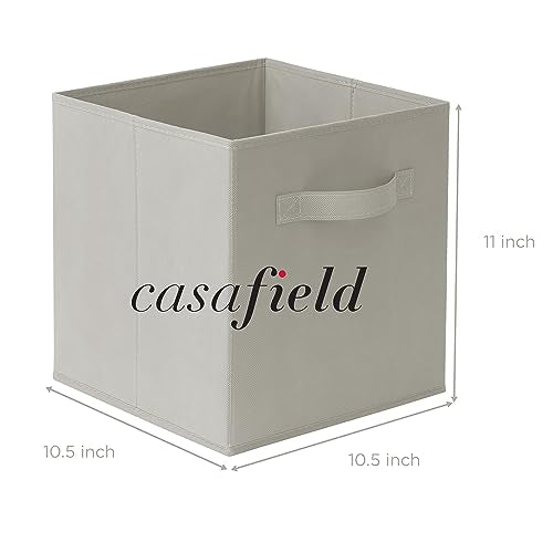 Casafield Set of 6 Collapsible Fabric Cube Storage Bins, Light Gray - 11" Foldable Cloth Baskets for Shelves, Cubby Organizers & More - color: Light Gray, size: 10.5" x 10.5" x 11"