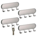 iDesign Self-Adhesive Stainless Steel Key Rack with 4 Hooks - Key Holder for Wall, Set of 4, Brushed - style: Pack of 4