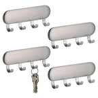 iDesign Self-Adhesive Stainless Steel Key Rack with 4 Hooks - Key Holder for Wall, Set of 4, Brushed - style: Pack of 4