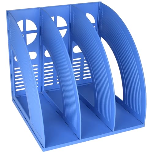 SAYEEC Magazine File Holder Desk Binder Holder Plastic File Sorter Folder Organizer Stand Book Shelf Dividers Vertical Filling Storage Rack Desktop Bookshelf Display Box for Office School Home (Blue) - color: Blue-1 Section