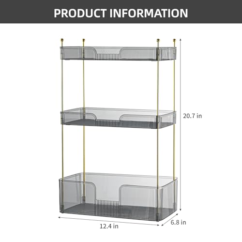 Akinbas 3 Tier Bathroom Organizer Countertop Makeup Perfume Tray Skincare Organizer for Bathroom Dresser Vanity (Grey) - color: Misty Grey, size: GIB-3 Tier