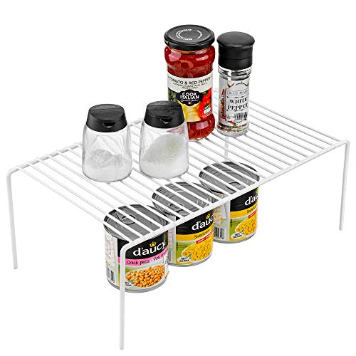 Redrubbit Medium (13 x 9. 4 Inch) Cabinet Storage Shelf Rack, Rustproof Kitchen Counter and Cabinet Shelf, Storage Rack Organizer for Kitchen, Fridge, Bathroom, Set of 6 - color: White