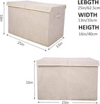 2 Pack Large Toy Box Chest Storage with Flip-Top Lid, Sturdy Kids Toy Storage Bin Boxes Container for Boys, Girls, Nursery, Closet, Bedroom, Playroom 25"x13" x16"(Linen Beige) - color: 2Pack Large Beige