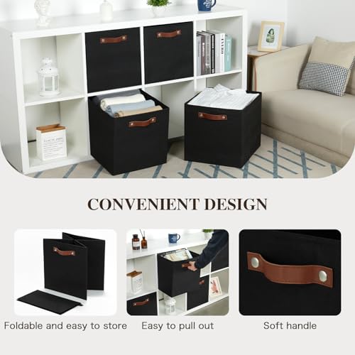 Temary Cube Storage Bins 4Pack Foldable Storage Baskets for Clothes Shelf Basket with Handles, Fabric Storage Boxes Organizer Bins for Home (Black, 13x15x13 Inch) - color: Black, size: 13x15x13