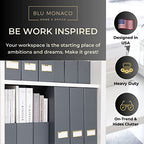 BLU MONACO | Set of 6 Foldable Grey Magazine File Holders with Gold Label Holders | Vertical File Organizer Boxes for Desk, Bookshelf & Home Office Storage - color: Grey