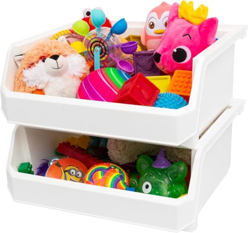 ReadySpace Plastic Containers for Organizing and Storage Bins for Closet, Kitchen, Office, Garage or Pantry Organization, Stackable Bins, Extra Large (14.8" x 16.5" x 7"), 4-Pack, White - color: White, size: Extra Large, 4-Pack