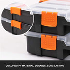 CASOMAN Tool Box Organizer Interlocking Black Small Parts Organizer for Fasteners and Crafts w/Removable Dividers (2 Piece Pack) - size: 2 Piece Set, Black