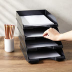 Stockroom Plus Letter Tray - Stackable Desk Organizer Trays - Desktop File Organizer - Mail & Document Storage - Pack of 4, Black, 10 x 13.5 x 2.5 in - color: Black