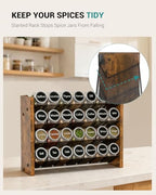 NESAPTO Spice Rack Organizer for Cabinet, Wooden 4 Tier Vertical Seasoning Organizers for Kitchen Pantry, Countertop/Wall Mount, Holds 28 Spice Jars (No Jars Included), 14" W × 9.4" H - size: Holds 28 Jars, 14"W × 9.4"H