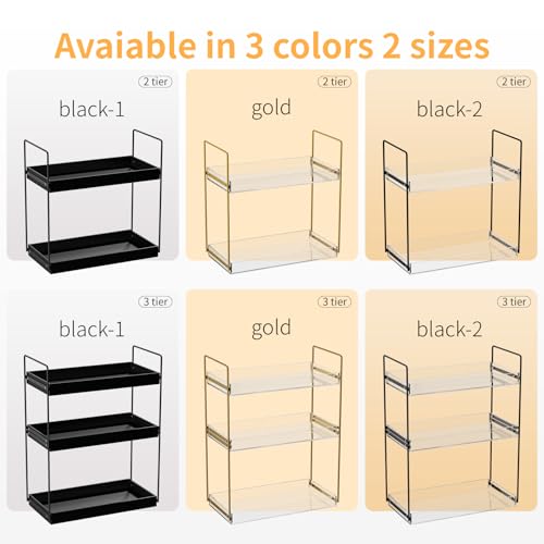 NPPLUS Bathroom Countertop Organizer, 2 Tier Metal Vanity Counter Skincare Shelf, Matte Black, 13.6"L x 6.9"W x 13.8"H - color: Black, size: 2 Tier