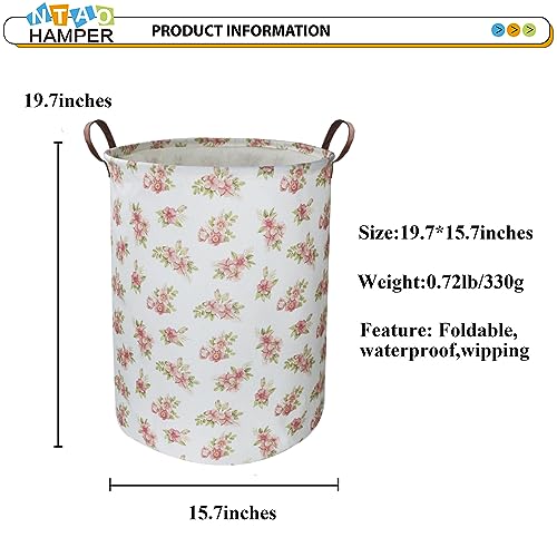 NTAOHAMPER Pink Flower Laundry Hamper, laundry Basket, Nursery Hamper,Waterproof Storage Bin for Bedroom,Clothes Organizer Basket, Room Decor(Pink Flower) - color: Pink Flower