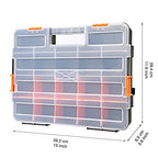 CASOMAN Tool Box Organizer Interlocking Black Small Parts Organizer for Fasteners and Crafts w/Removable Dividers (2 Piece Pack) - size: 2 Piece Set, Black