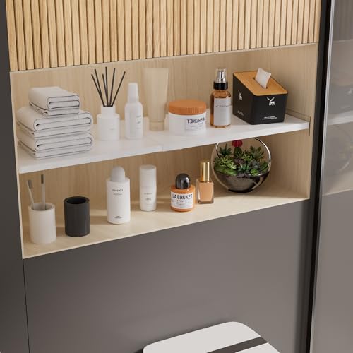 Expandable Closet Shelf Organizer, Adjustable 17-31" Tension Shelf with Heavy-Duty Adhesive - DIY Shelf Dividers for Cabinet, Pantry, Wardrobe, Kitchen, 1 Pack - size: 17-31'' x 15.8''W