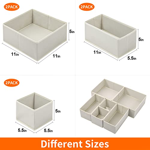Stero 6 Pack Drawer Organizers for Clothing, Dresser Drawer Organizer Clothes, Fabric Foldable Closet Organizers and Storage Basket Bins for Clothes, Underwear, Bras, Socks (Light Grey) - color: Light Grey