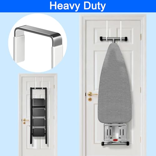 Mars-Rock Over The Door Metal Hooks with Plastic Coating 10" Fit 0.5" to 1 3/8" Door 4 Pcs Heavy Duty Single Towel Robe Rack Wreath Bathroom Shower Hanger Shoe Organizer Ironing Board Long White - color: K: WT 10" fit 0.5" to 1 3/8" door 4pcs