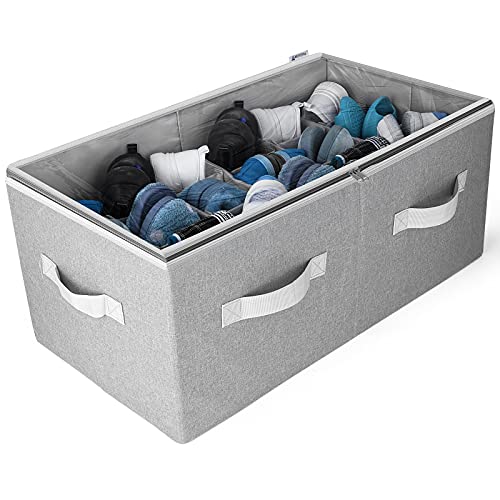Moteph Shoe Organizer Closet Storage Solution with Clear Cover & Adjustable Dividers for Shoes, Handbags, Blankets, Linen, Clothing (Large - 24 Pairs, Grey) - color: Grey, size: Large - 24 Pairs