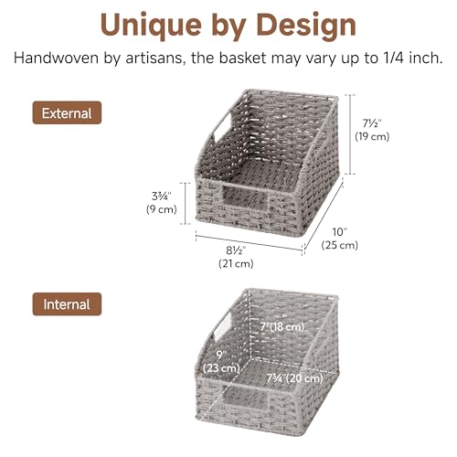 StorageWorks Wicker Baskets for Organizing, Pantry Organizers and Storage, Round Paper Rope Storage Basket for Pantry Shelves, Gray, 2 Pack - color: Gray(Paper Rope), size: 2x 8½"L x 10"W x 7½"H