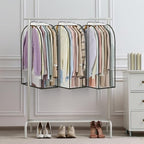 LANDNEOO 6 Pack Clear Garment Bags for Hanging Clothes with Zippers on Double Sides - 10'' Clothes Storage for Coat, Dress, and Fur in Closet - 32'' Long Suit Bags - size: 32 inch