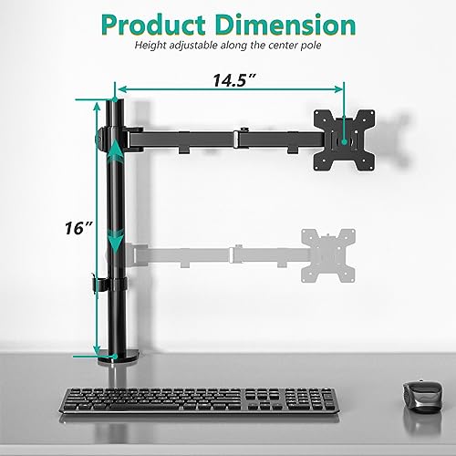 WALI Single Monitor Mount, Single Monitor Arm Desk Mount,Desk Monitors Stand, Holds Screen Up to 32inch, 22lbs, Adjustable Mount with C-CLAMP Designed for Home Office Application(M001), Black - size: Single, style: C-Clamp