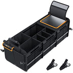 HEYTRIP Large Trunk Organizer With Built-in Leakproof Cooler Bag, 2 Tie-Down Straps, 4 Removable Dividers, Foldable Cover, Built with 2mm PE Board - color: Black