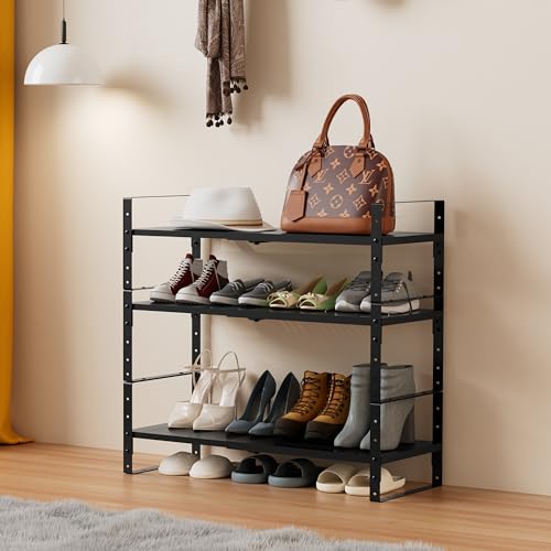 Multi-Functional Metal Shoe Rack, Space-Saving, Perfect for Entryway, Closet, Bathroom, etc. - Sturdy and Durable, High Weight Capacity(2PACKS/Black/Medium) - color: 2packs/Black, size: Medium
