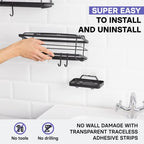 KINCMAX Premium Shower Caddy with Soap Holder, 2-Pack Adhesive Shower Organizer, No Drill Bathroom Shelves, Rustproof Stainless Steel Shelves for Inside, Shower Storage Rack, Matte Black - color: Matte Black + Soap Holder