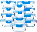 M MCIRCO 24-Piece Glass Food Storage Containers with Upgraded Snap Locking Lids,Glass Meal Prep Containers Set - Airtight Lunch Containers, Microwave, Oven, Freezer and Dishwasher, Blue - color: Blue