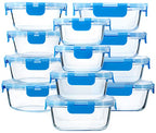 M MCIRCO 24-Piece Glass Food Storage Containers with Upgraded Snap Locking Lids,Glass Meal Prep Containers Set - Airtight Lunch Containers, Microwave, Oven, Freezer and Dishwasher, Blue - color: Blue