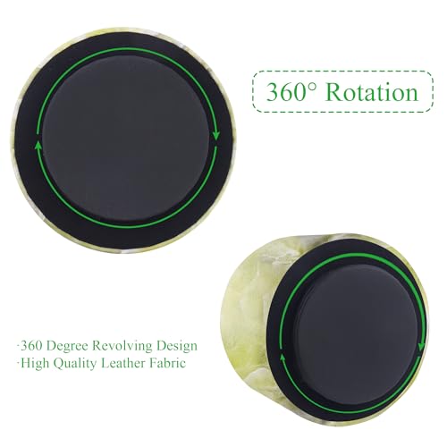 Round Leather Art Supply Organizer,Remote Control Holder,360-degree Rotating Pen Organizer with 4 Compartments(1-Marble Geen) - color: 1-Marble Geen