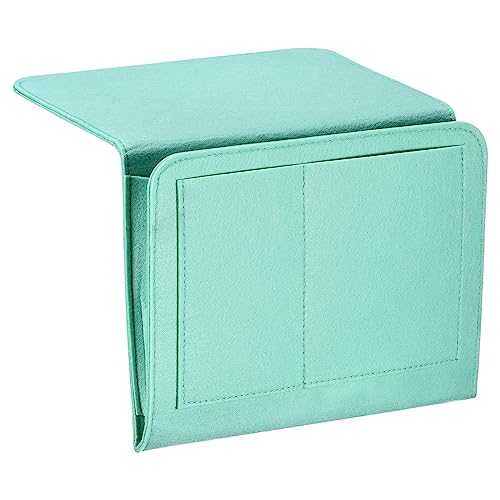 PATIKIL 11in Bedside Caddy, Bed Caddy Bedside Organizer Hanging 5 Pocket Soft Felt Bed Pockets Bedside Storage Organizer Remote Control Holder for Bedroom Phones Glasses, Green - color: Green, size: 10.6*8.6inch