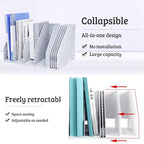 Marte Vanci Collapsible Magazine File Holder with 4 Vertical Compartments, Binder Holder for Desk, Desktop Binder Organizer for Notebook, Documents, Book, School Office Supplies(Light Gray) - color: Light Gray 4 Compartments