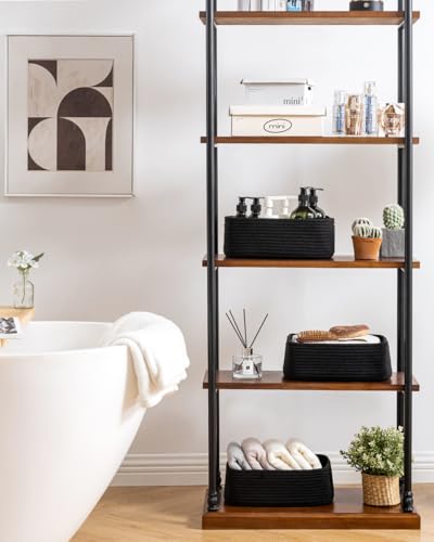 Small Woven Basket, 12 x 8 x 4.5 Inches, Storage Basket for Organizing, Cute Small Rope Shelf Closet Cube Storage Bins Baskets for Shelves, Dog Toy Gift Baskets Empty, 3 Packs, Black - color: Black, size: 12"L x 8"W x 4.5"H