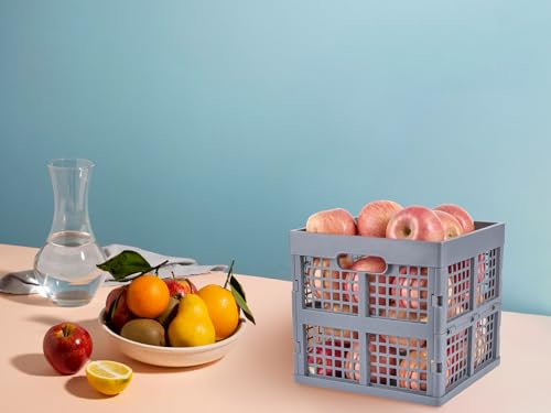 Eslite 3-Pack Collapsible Plastic Storage Crates,Foldable Crates for Storage,16L (Grey) - color: Grey