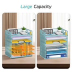 7 Tier Paper Organizer - Mesh Desktop File Holder with Handles for Office School Desk, Black (Blue) - color: Blue