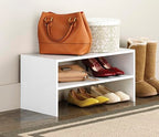 Whitmor Wood Stackable 2-Shelf Shoe Rack, White, 24 inches - color: White, size: 24 INCH