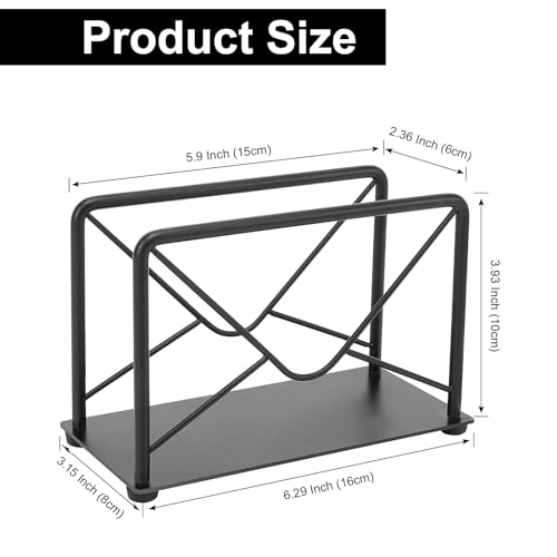 Modern Mail Holder for Home Office, Metal Letter Organizer Sorter for Desk, Cutout Mail Envelope Design, Bill Filling Paper Document Rack, Envelope Storage Rack with Metal Base - color: Metal Black