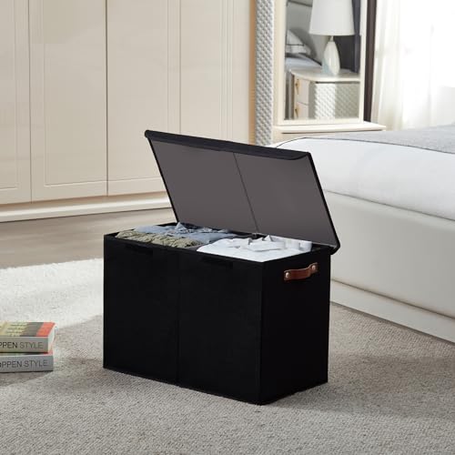 Bagnizer Large Toy Storage Box with Lids, Collapsible Sturdy Baby Storage Organizer Chest Bin Basket for Kids, Boys, Girls, Playroom, Nursery, Bedroom, Closet 25"x13"x16" (Black) - color: Black
