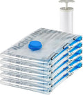 Amazon Basics Vacuum Storage Bags, Compression Space Saving for Clothes and Linens, Reusable with Hand Pump, Large, Clear, 5-Pack - size: Large