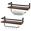 PHUNAYA Floating Shelves,Wall Mounted Shelf for Kitchen,Living Room,Bedroom,Bathroom Storage,Rustic Wood,Set of 2(Brown) - color: Brown