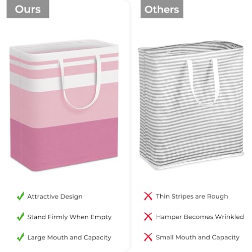 HomeHacks 2 Pack Large Laundry Baskets, Waterproof, Freestanding Laundry Hampers, Collapsible Clothes Hamper with Reinforced Handles in Laundry, College Dorm, Bathroom, Bedroom (Blue+Pink, 100Lx2) - color: Blue+Pink, size: 100L
