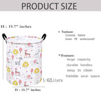 KUNRO Kids Laundry Hamper Clothes Gift Basket Storage Laundry Baskets Organizer Bin with Handles for Nursery Room (Pink Zoo) - color: Pink Zoo