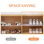Shoe Slot Organizer 4Pcs Adjustable Shoe Stacker 4 Level PP Shoe Space Saver Dual Layer Shoe Organizers for Closet, Orange, Shoe Slots