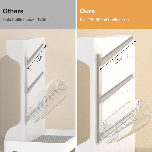 GoMaihe Baby Bottle Drying Rack: Space Saving Vertical Bottle Dryer Holder - Baby Accessories Storage Stand Organize Brushes Pacifiers on Countertop - BPA-Free - Beige - color: Beige