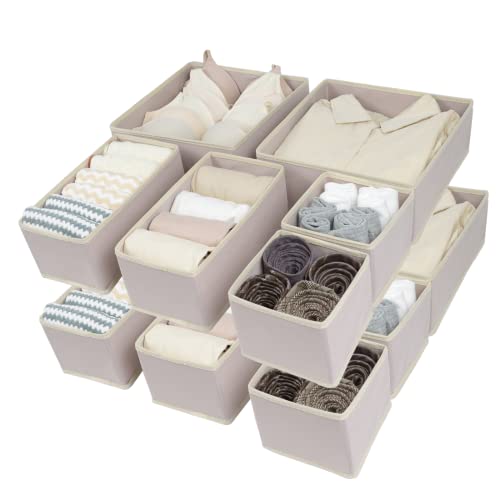 Fordonral 12 Pack Drawer Organizer Clothes, Foldable Fabric Dresser Organizer Closet Organizers and Storage Box for Underwear,Folded Clothes,Baby Clothing,Socks,Bra,Towels,Ties(12 Pack,Pink) - color: Pink, size: 12 Pack
