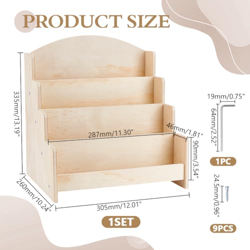 Greeting Card Display Stand 4 Tier Acrylic Sticker Display Holder 12x10x13 Inch Wood Sticker Organizer Rack Desktop Wooden Multi-layer Storage Rack Retail Counter Displays Holder