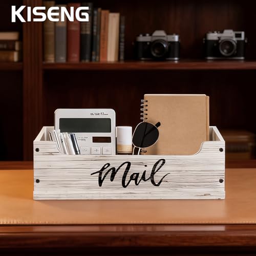 White Wooden Mail Organizer Countertop (Retro White+Black) - color: Retro White+Black