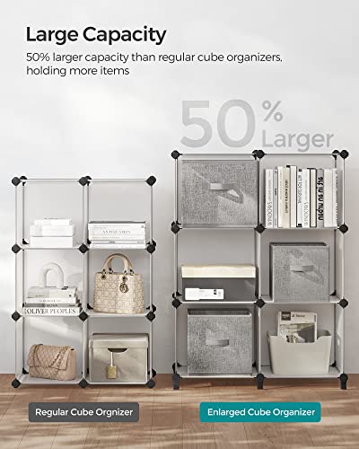 SONGMICS 6 Cube Storage Organizer, Modular Bookshelf, DIY Closet Organizers and Storage, Plastic Stackable Shelves, 14.6 x 13 x 13 Inch Cubes, with Feet and Rubber Mallet, White ULPC206W01 - color: White, size: 14.6”L x 13”W x 13”H