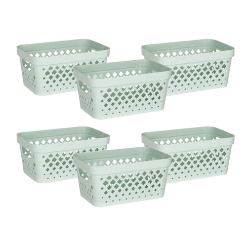 Glad Plastic Baskets for Organizing, Set of 6 | Pantry Storage for Under Counter, Linen Closet, and Bathroom | Nesting Shelf Bins with Handles, 1 Gallon, Sage - color: Sage, size: 1 Gallon